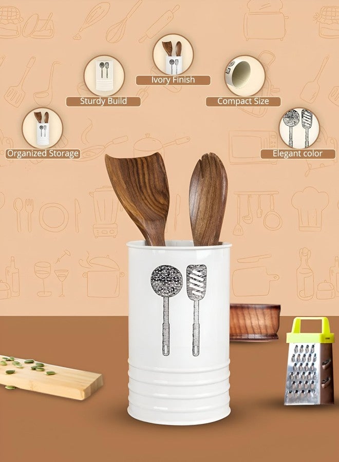 EvoFlex Ladle Holder, Kitchen Utensil Holder with Utensil Design, White Ceramic, 18 cm Height, Modern Storage Container - Image 3